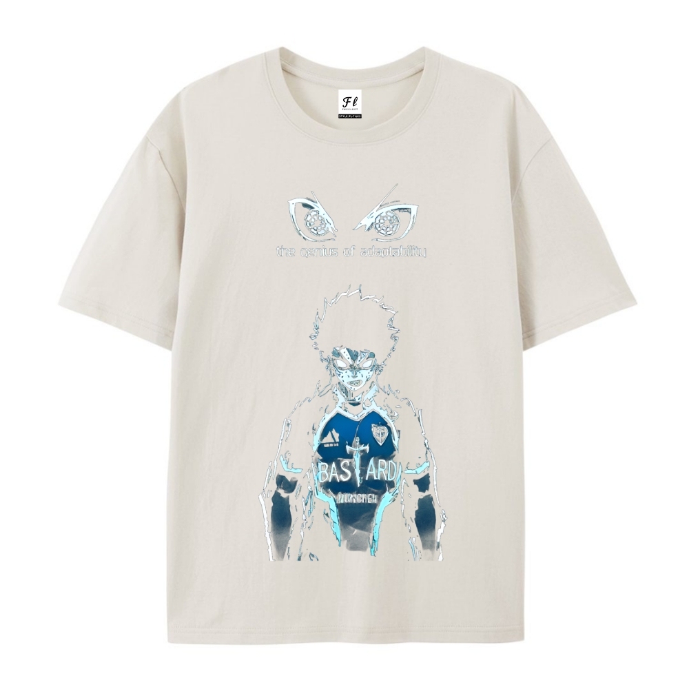 Pure Cotton Unisex Round Neck Anime T-Shirt Blue Lock