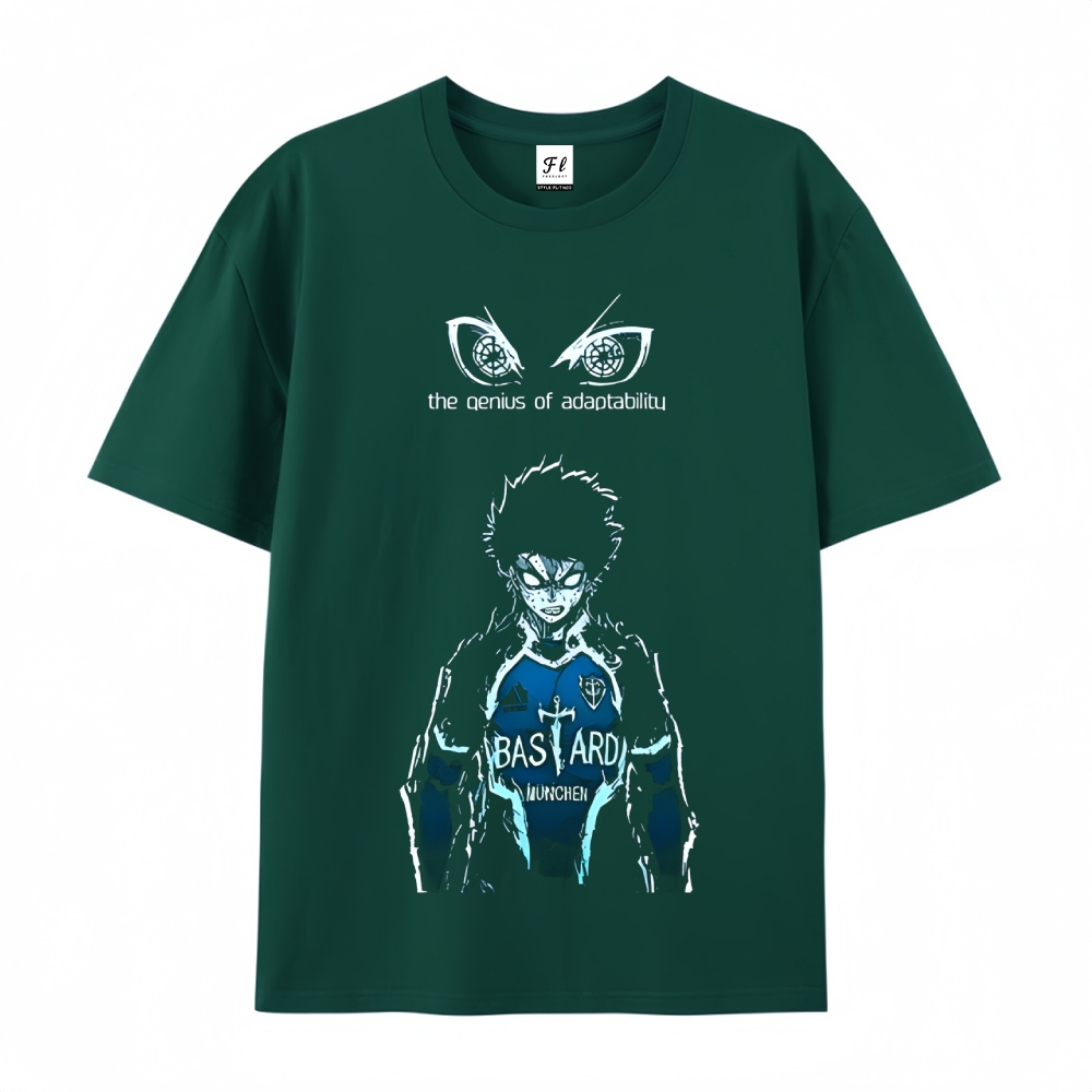 Pure Cotton Unisex Round Neck Anime T-Shirt Blue Lock