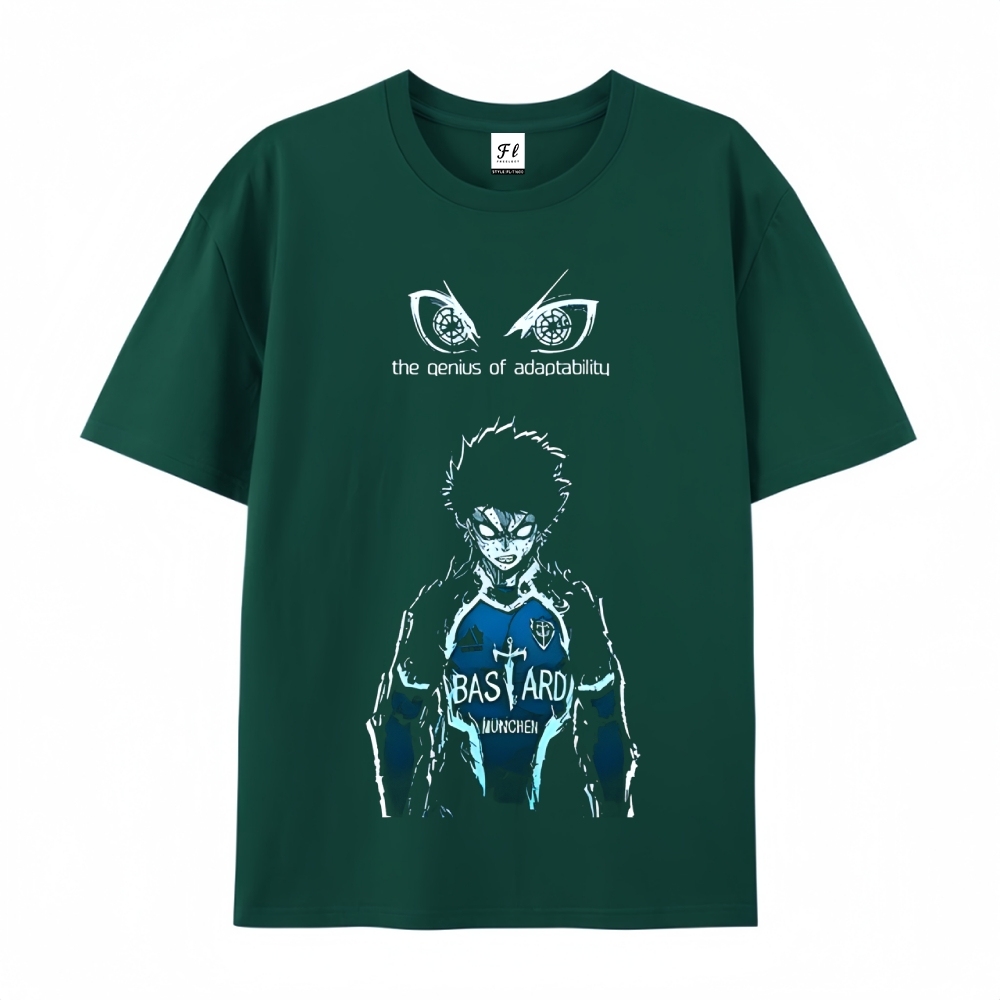 Pure Cotton Unisex Round Neck Anime T-Shirt Blue Lock