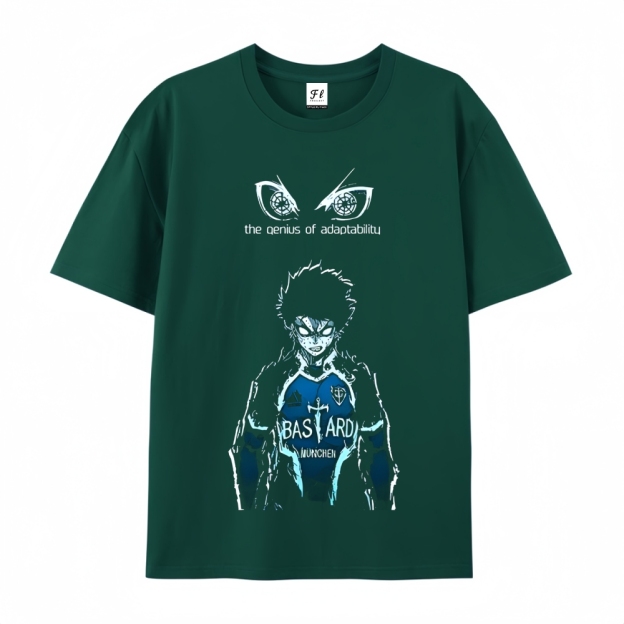 Pure Cotton Unisex Round Neck Anime T-Shirt Blue Lock