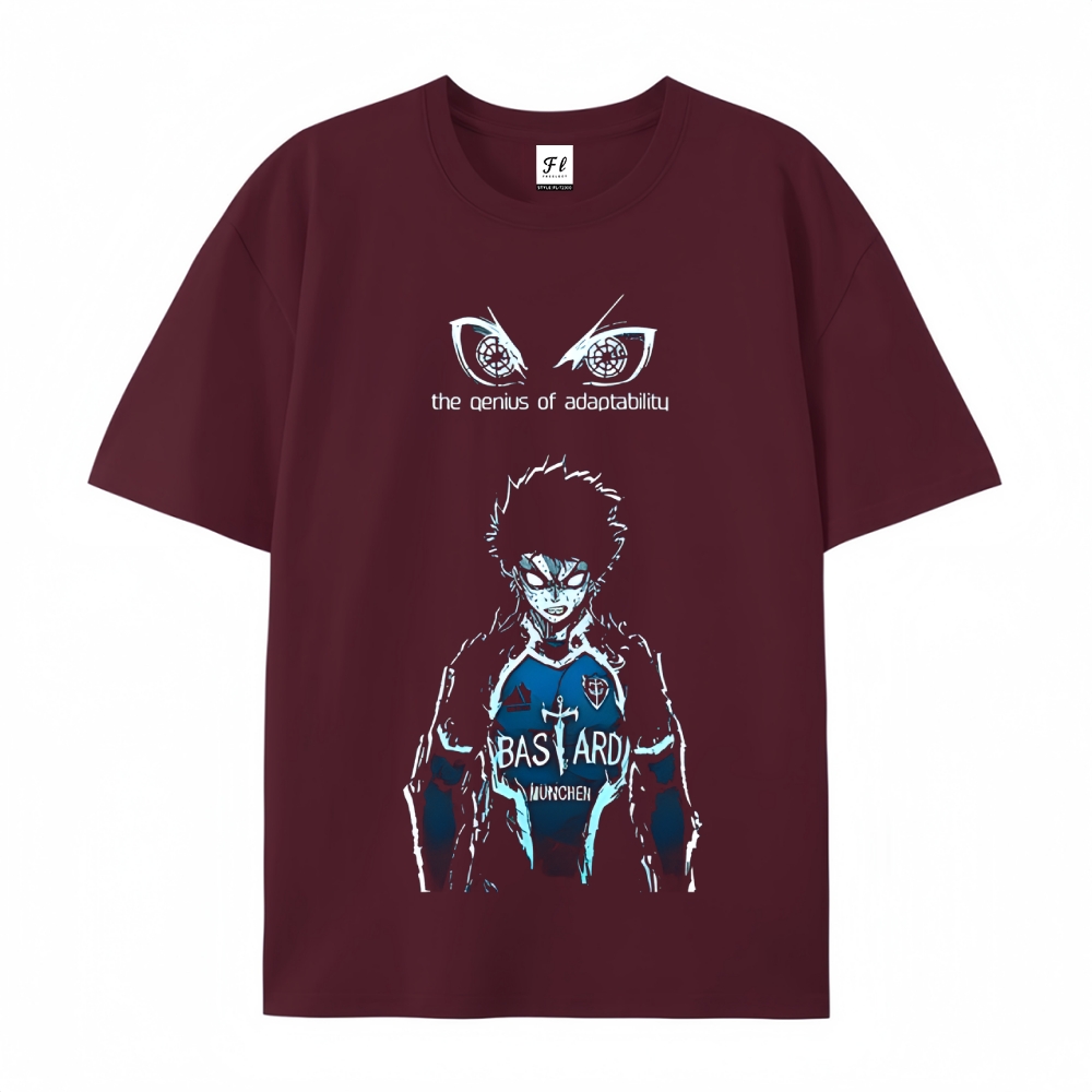 Pure Cotton Unisex Round Neck Anime T-Shirt Blue Lock