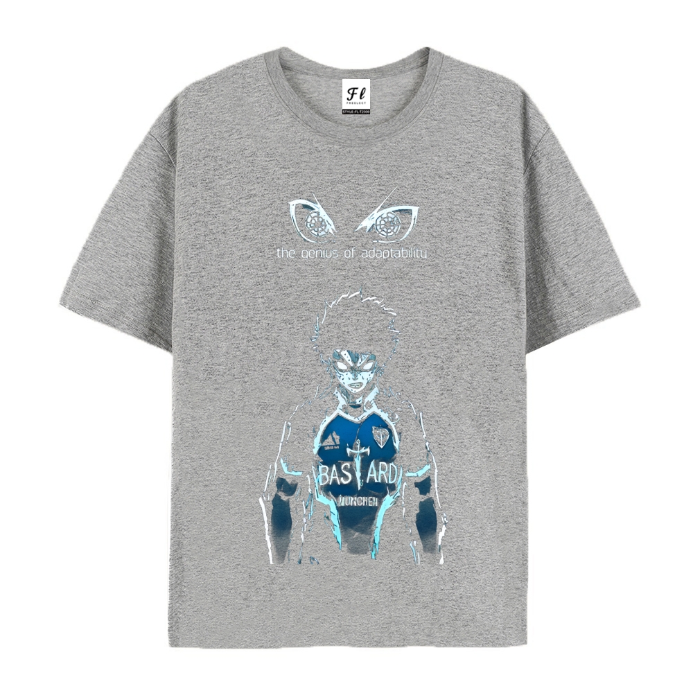 Pure Cotton Unisex Round Neck Anime T-Shirt Blue Lock