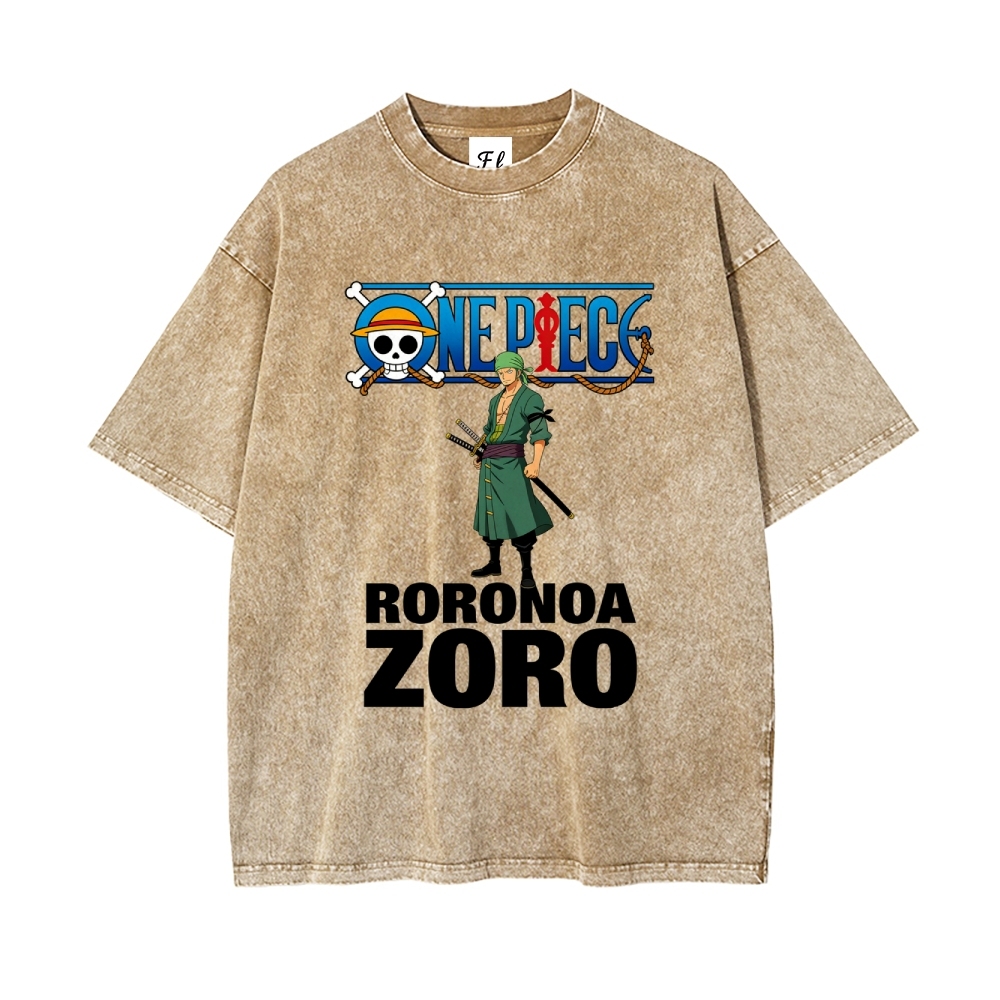 Vintage Oversized T-Shirt One Piece Roronoa Zoro