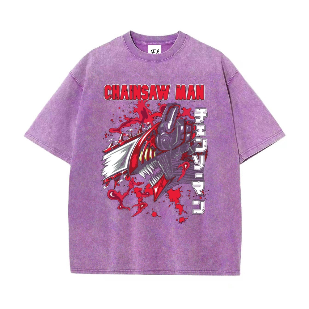 Unisex Vintage Washed Tee Chainsaw Man