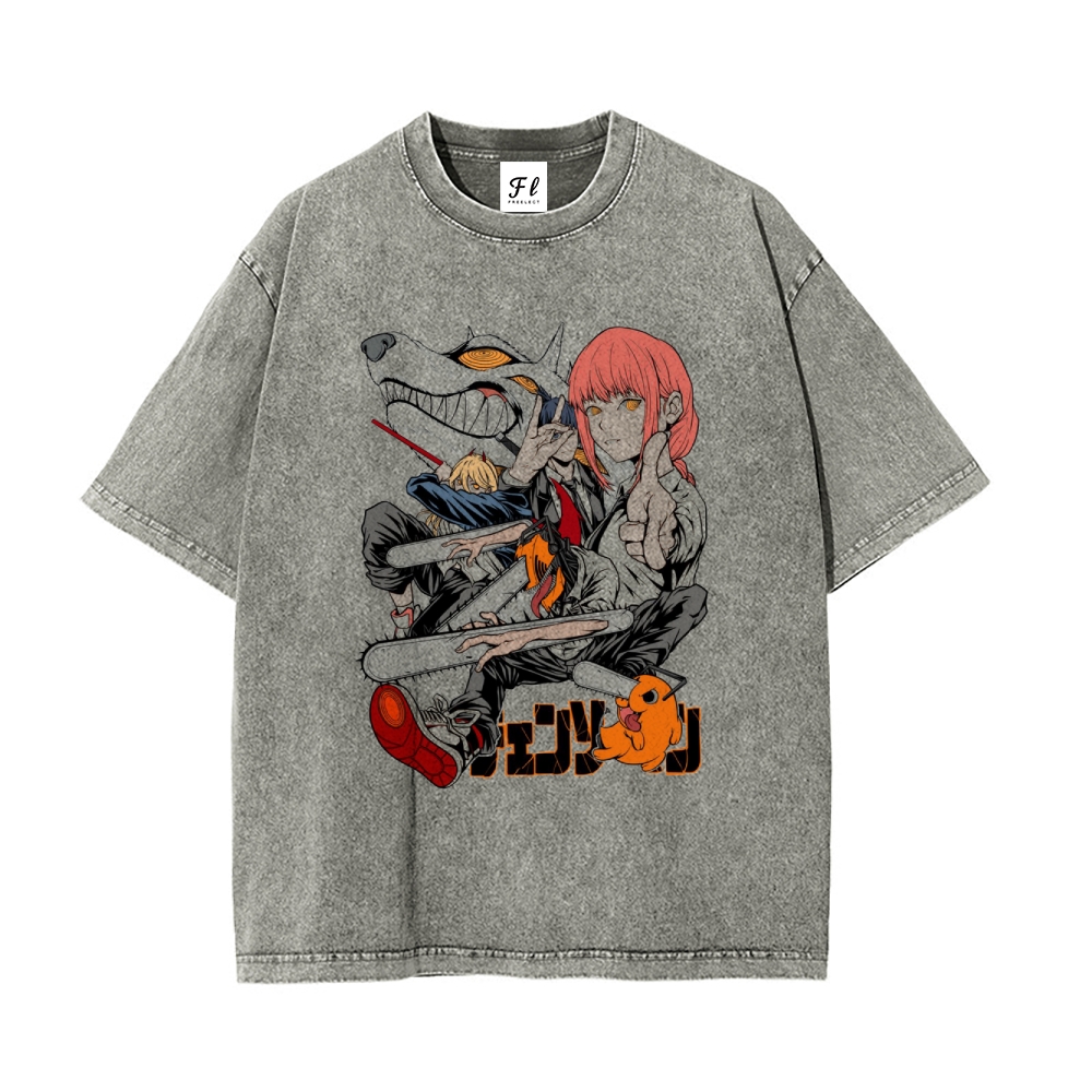 Unisex Vintage Washed Tee Chainsaw Man