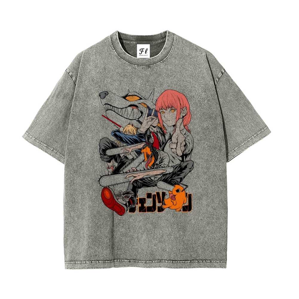 Unisex Vintage Washed Tee Chainsaw Man