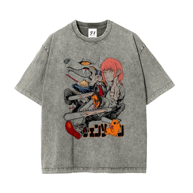 Unisex Vintage Washed Tee Chainsaw Man
