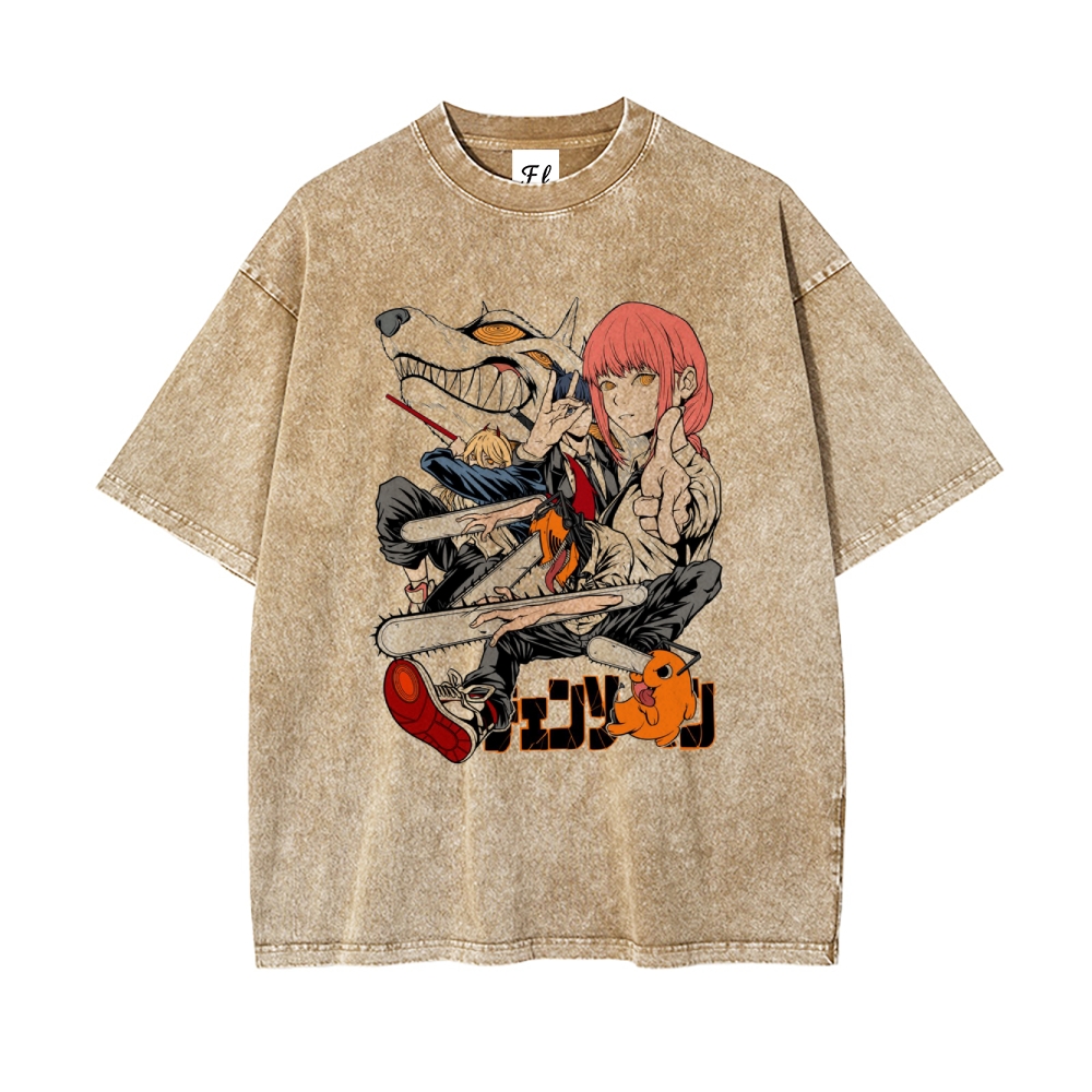 Unisex Vintage Washed Tee Chainsaw Man