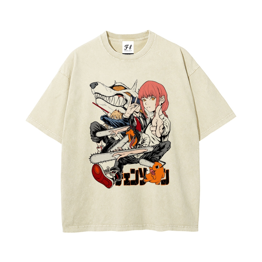 Unisex Vintage Washed Tee Chainsaw Man
