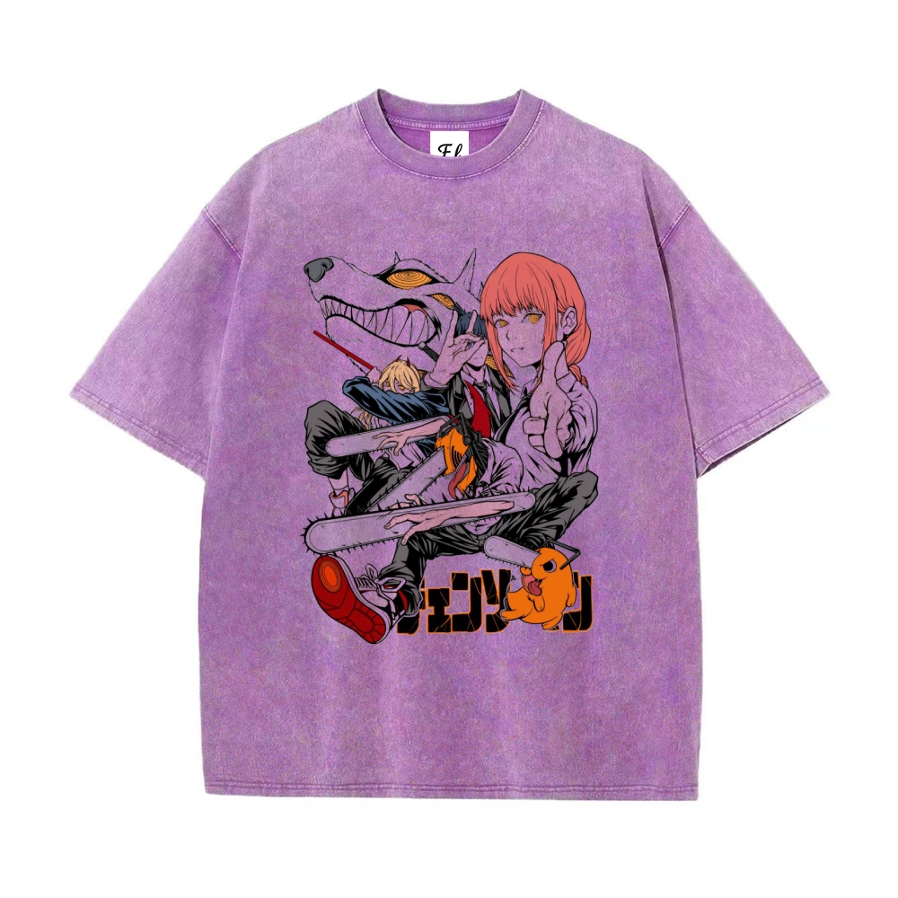 Unisex Vintage Washed Tee Chainsaw Man