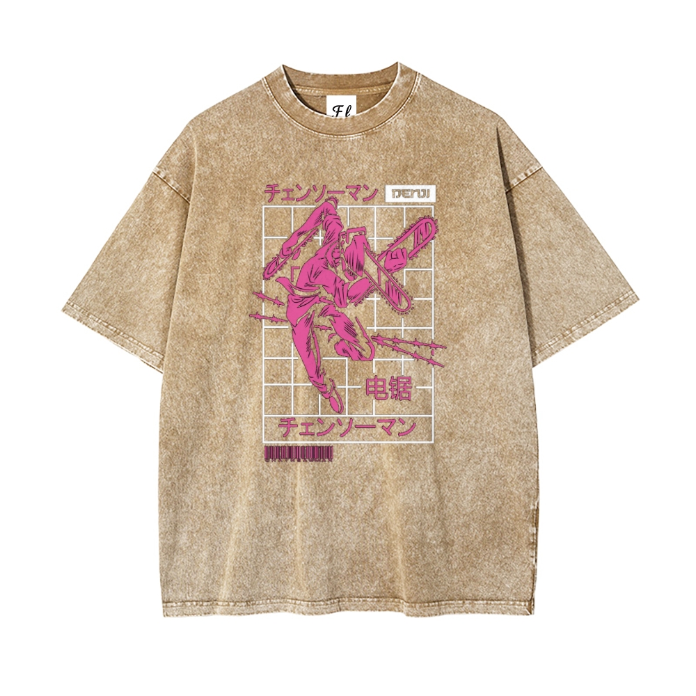 Unisex Vintage Washed Tee Chainsaw Man