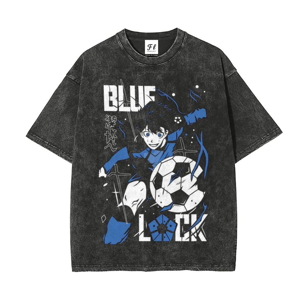 Vintage Oversized T-Shirt Blue Lock