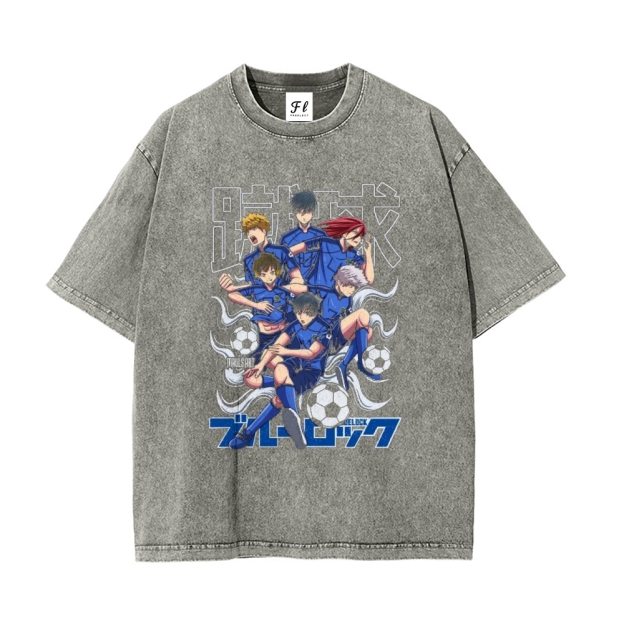 Vintage Oversized T-Shirt Blue Lock