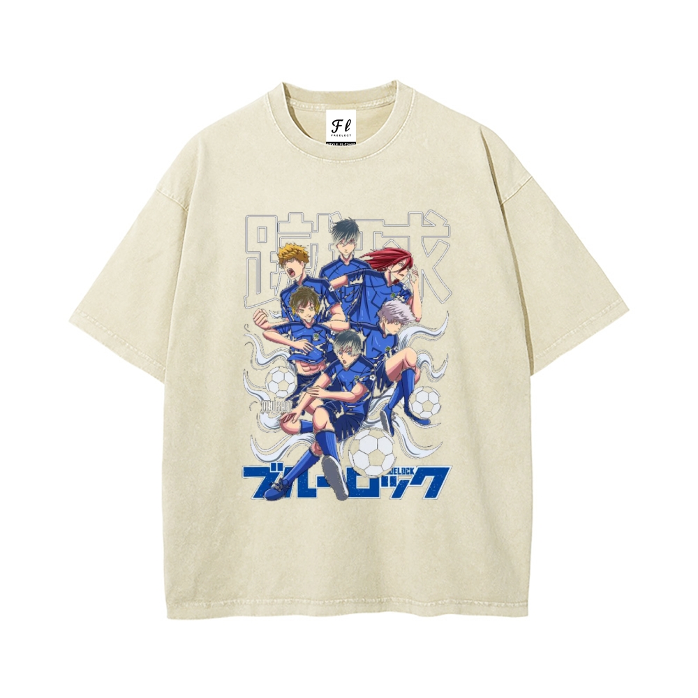Vintage Oversized T-Shirt Blue Lock