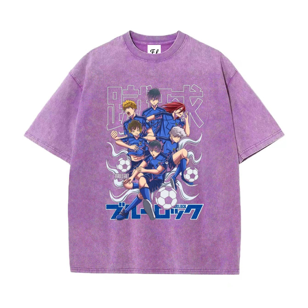 Vintage Oversized T-Shirt Blue Lock