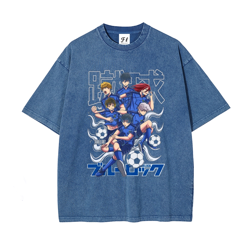 Vintage Oversized T-Shirt Blue Lock