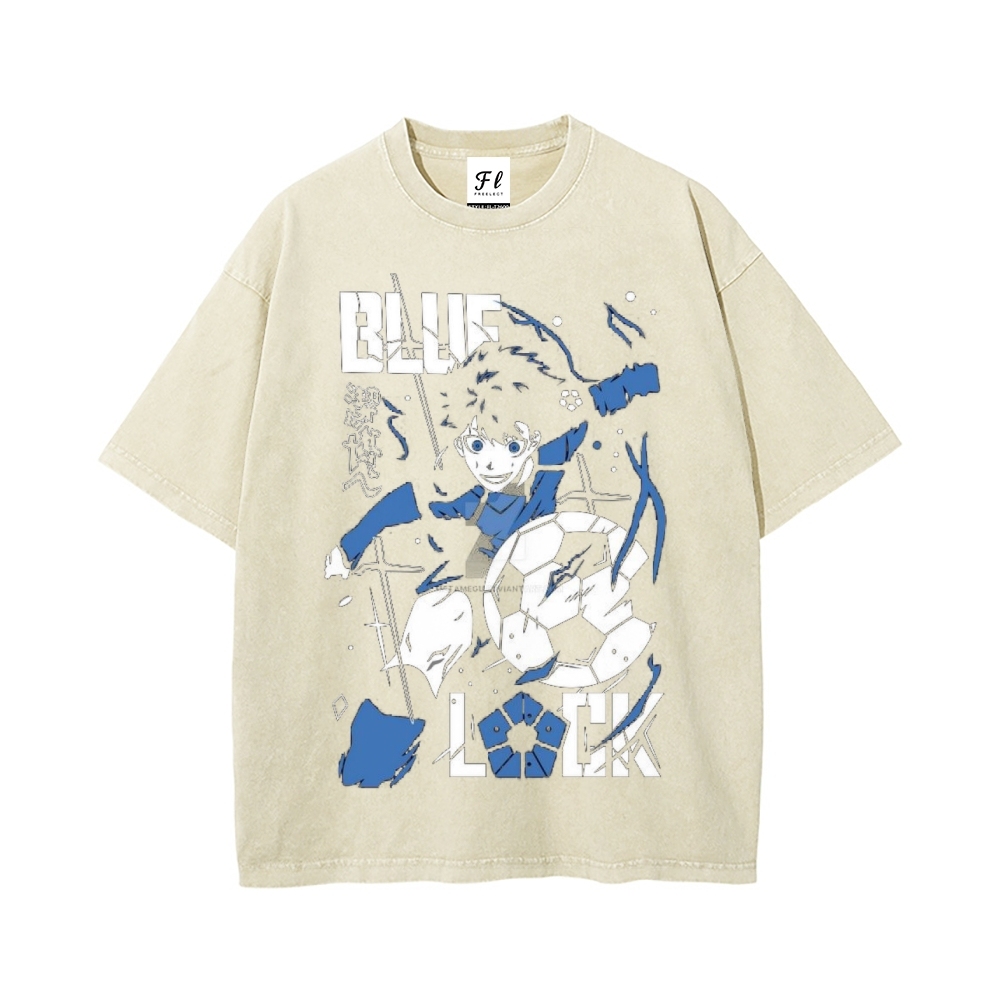 Vintage Oversized T-Shirt Blue Lock
