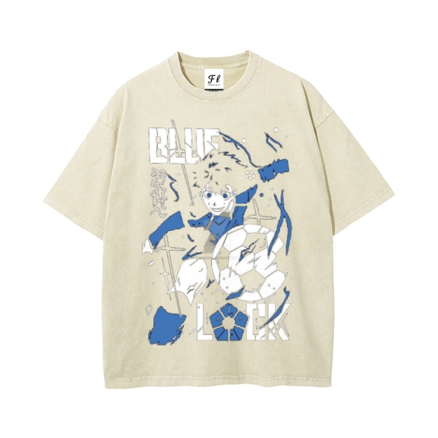 Vintage Oversized T-Shirt Blue Lock