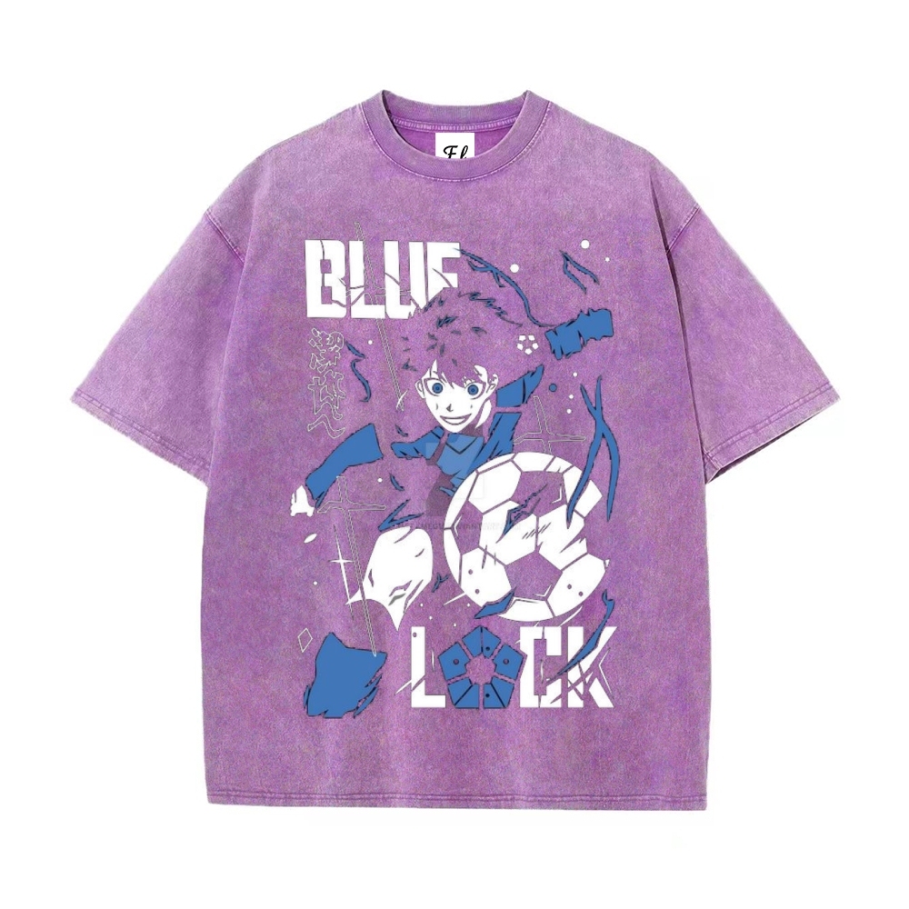Vintage Oversized T-Shirt Blue Lock
