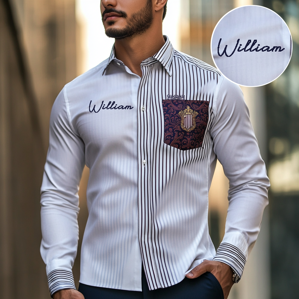 Custom Personalized Luxe Exclusive Design Embroidery & Print Business Casual Vacation Shirt