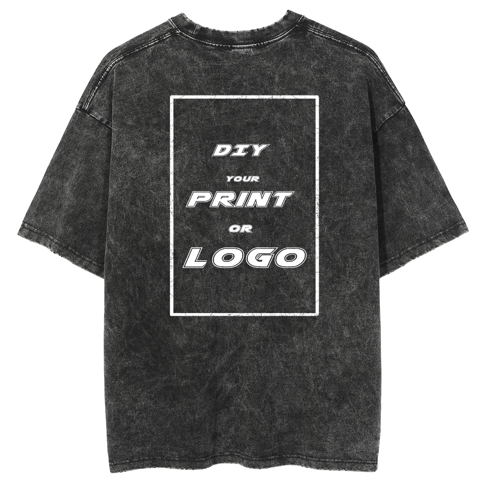 Custom DTG Graph Printing Washed T Shirt