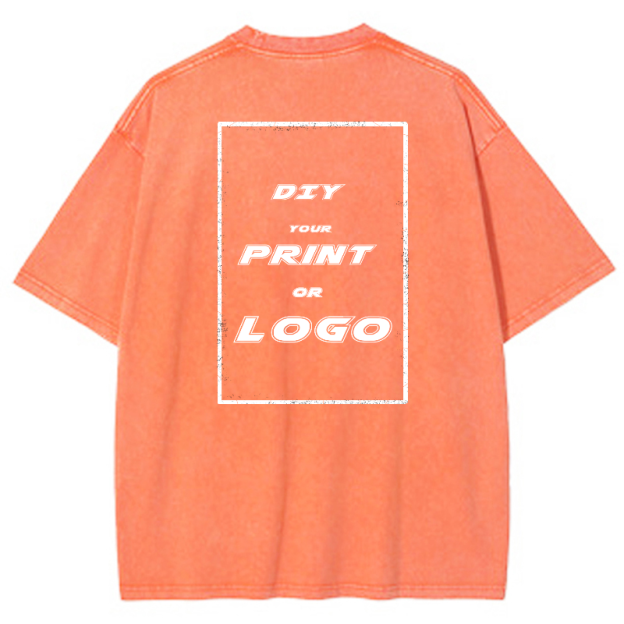 Custom DTG Graph Printing Washed T Shirt