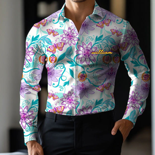 VIP Exclusive Design Embroidery & Print Business Casual Vacation Shirt