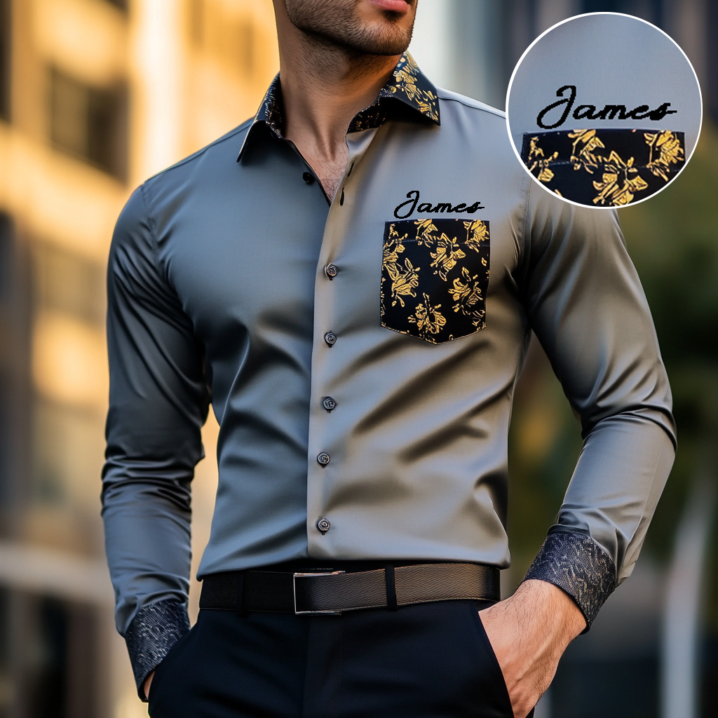 Custom Personalized Luxe Exclusive Design Embroidery & Print Business Casual Vacation Shirt