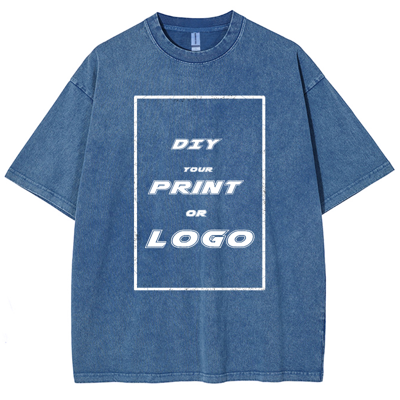 Custom DTG Graph Printing Washed T Shirt
