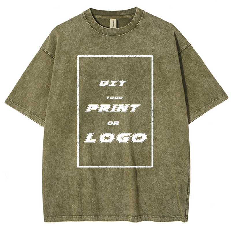 Custom DTG Graph Printing Washed T Shirt