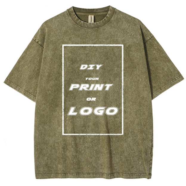 Custom DTG Graph Printing Washed T Shirt