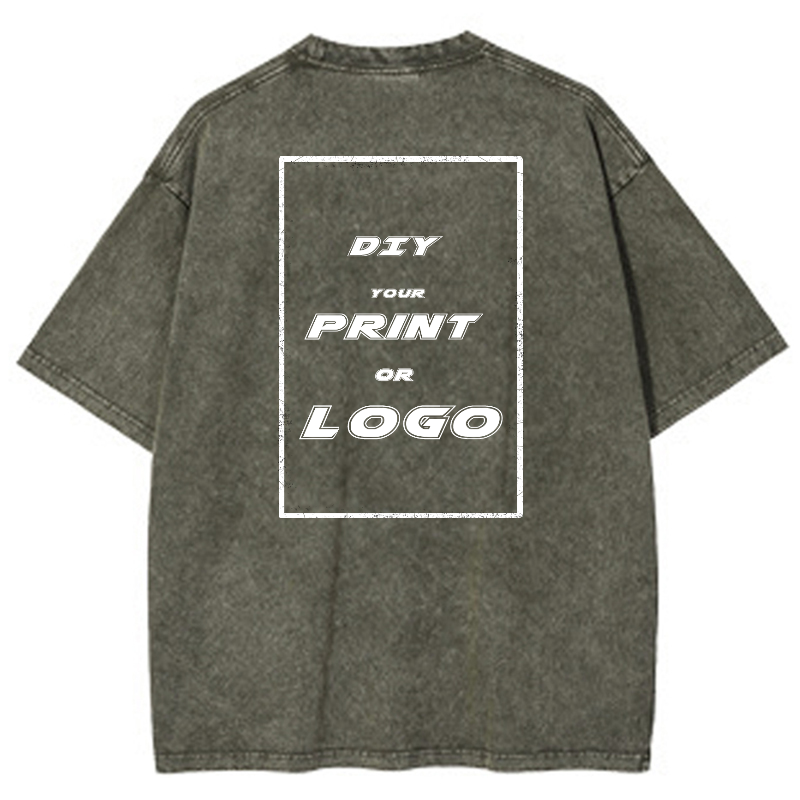 Custom DTG Graph Printing Washed T Shirt