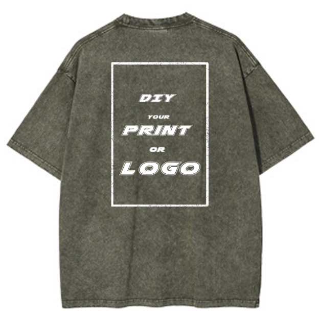 Custom DTG Graph Printing Washed T Shirt