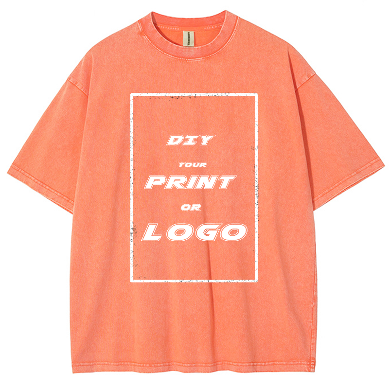Custom DTG Graph Printing Washed T Shirt