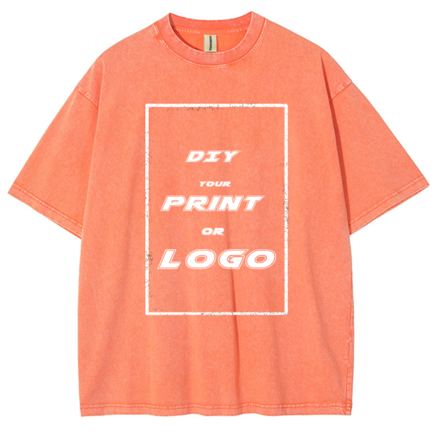 Custom DTG Graph Printing Washed T Shirt