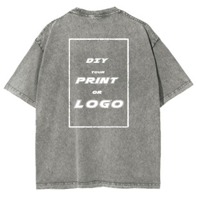 Custom DTG Graph Printing Washed T Shirt