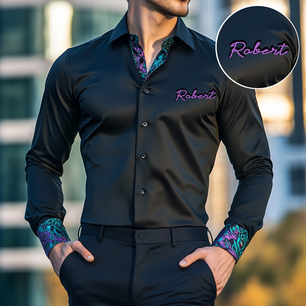 Custom Personalized Luxe Exclusive Design Embroidery & Print Business Casual Vacation Shirt