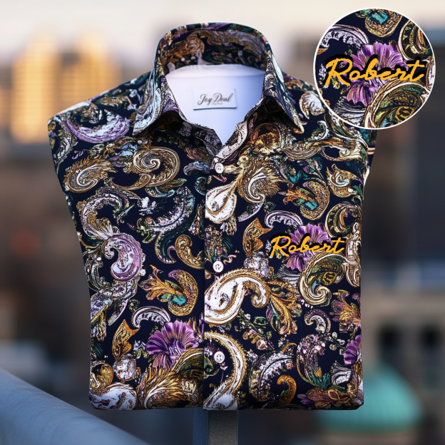 Custom Personalized Luxe Exclusive Design Embroidery & Print Business Casual Vacation Shirt