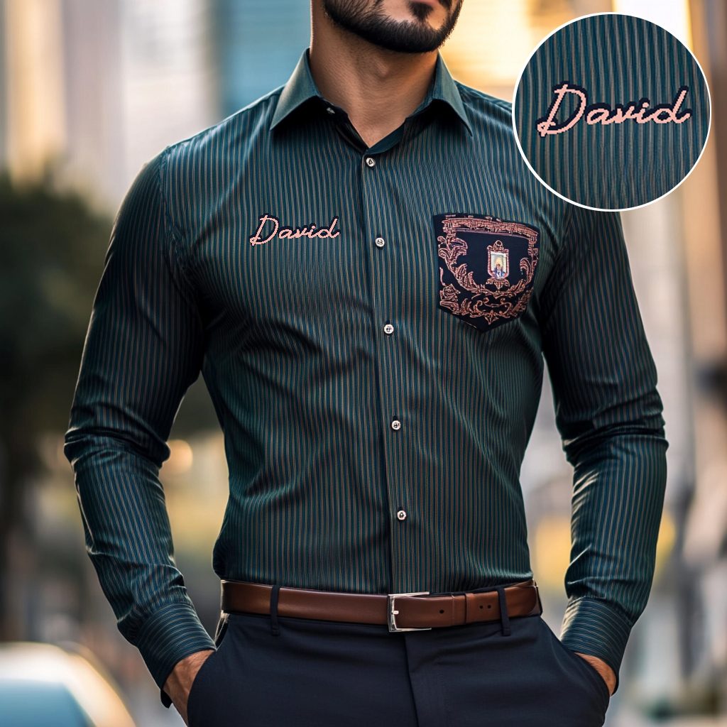 Custom Personalized Luxe Exclusive Design Embroidery & Print Business Casual Vacation Shirt
