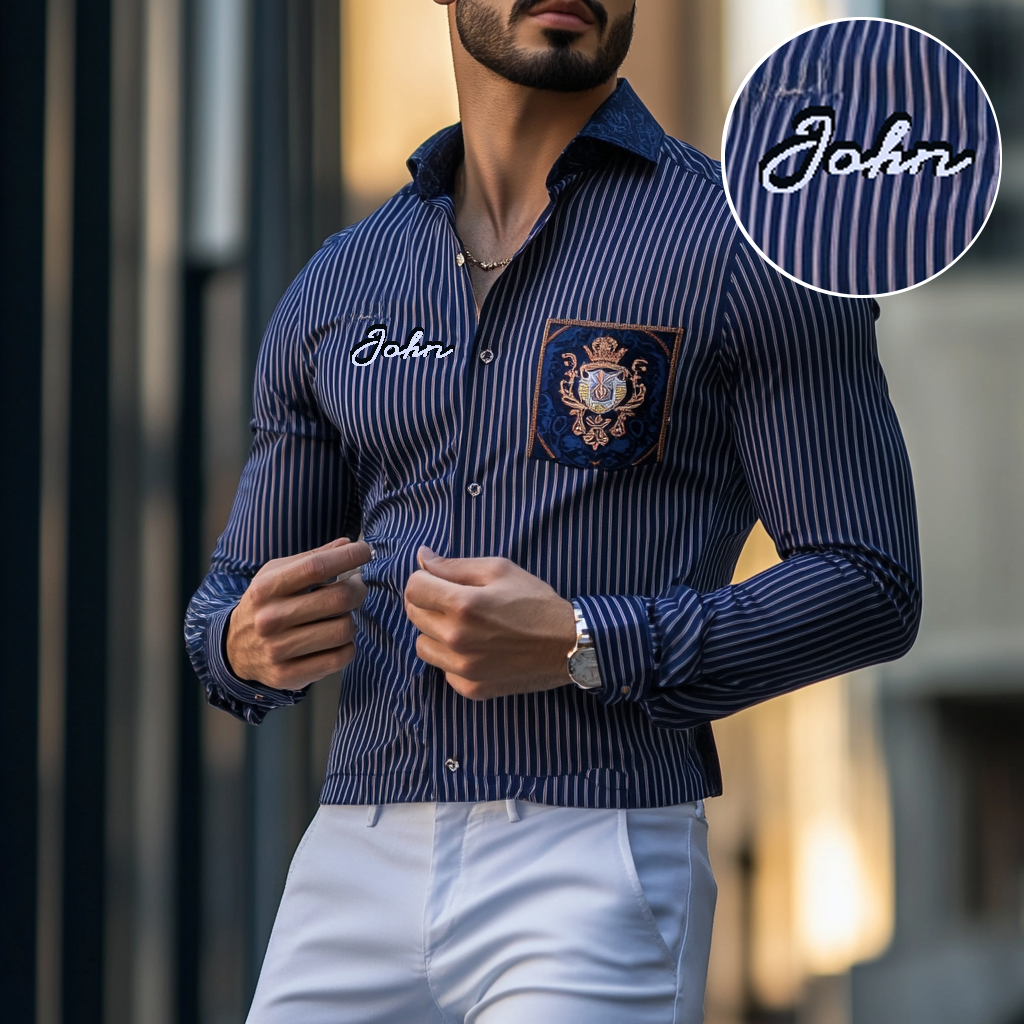 Custom Personalized Luxe Exclusive Design Embroidery & Print Business Casual Vacation Shirt