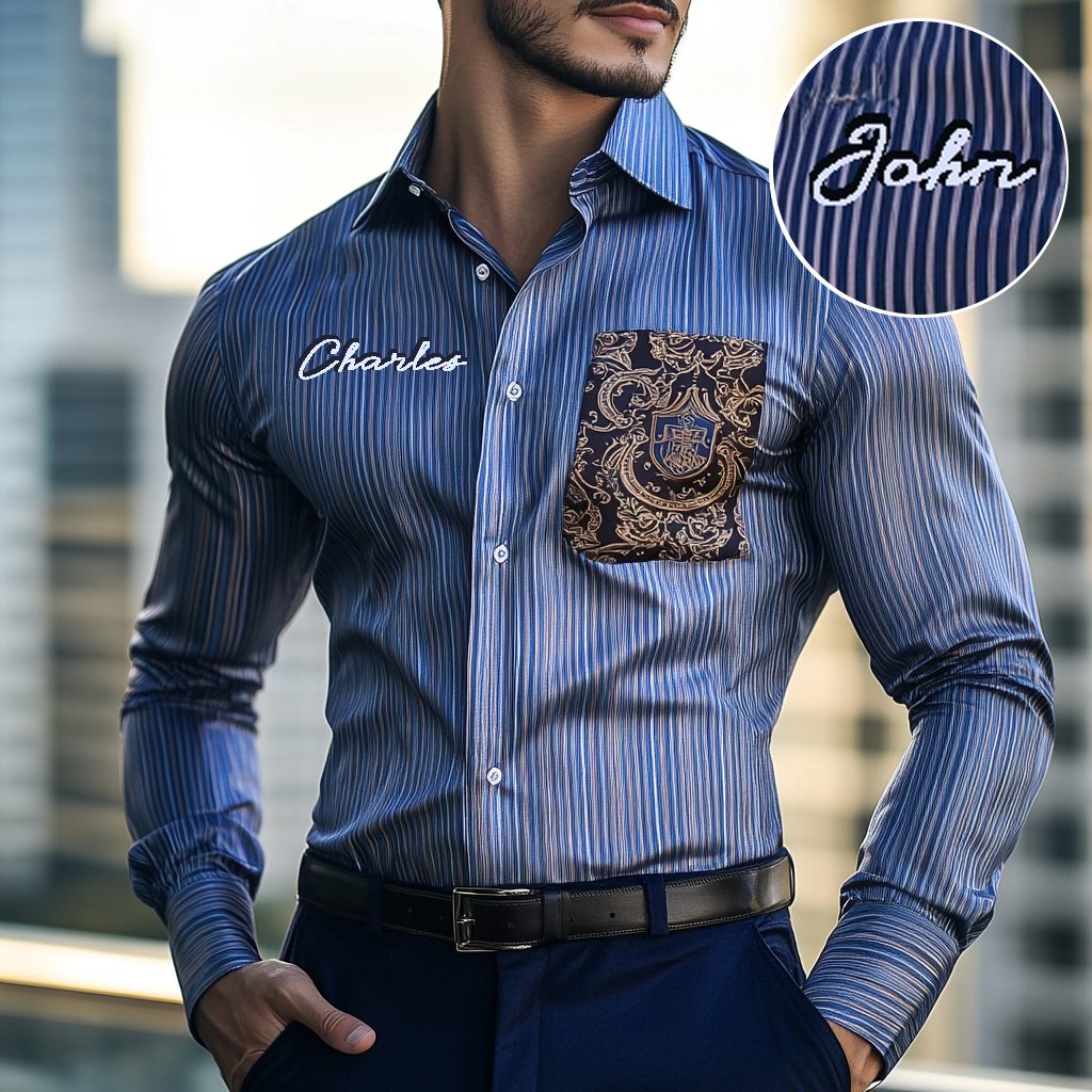 Custom Personalized Luxe Exclusive Design Embroidery & Print Business Casual Vacation Shirt