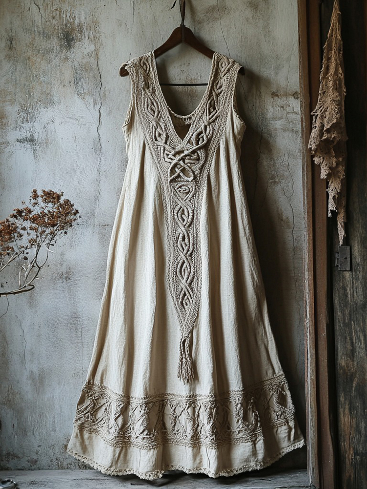 Tribal Viking Celtic Knot Lace Art Linen Tank Dress