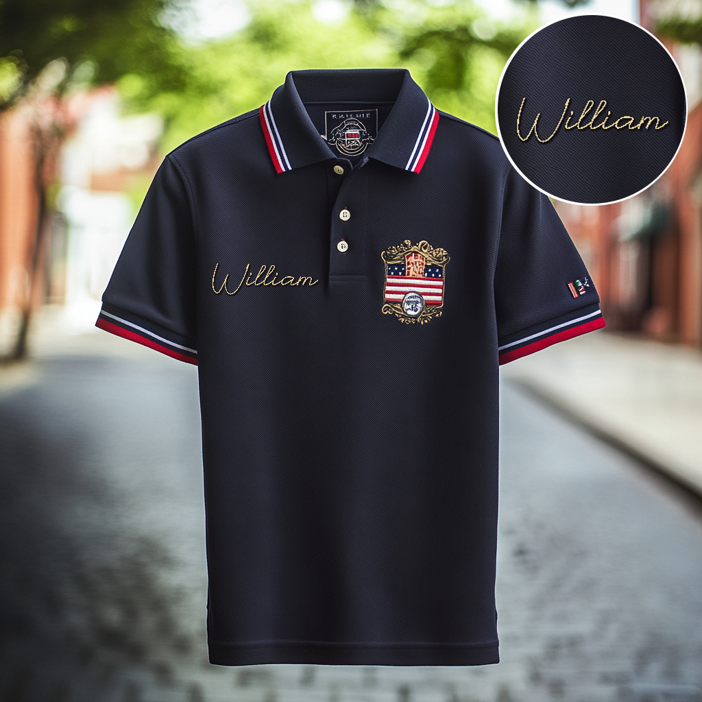 Custom Personalized Luxe Exclusive Design Embroidery & Print Business Casual Vacation Short-Sleeved Polo Shirt