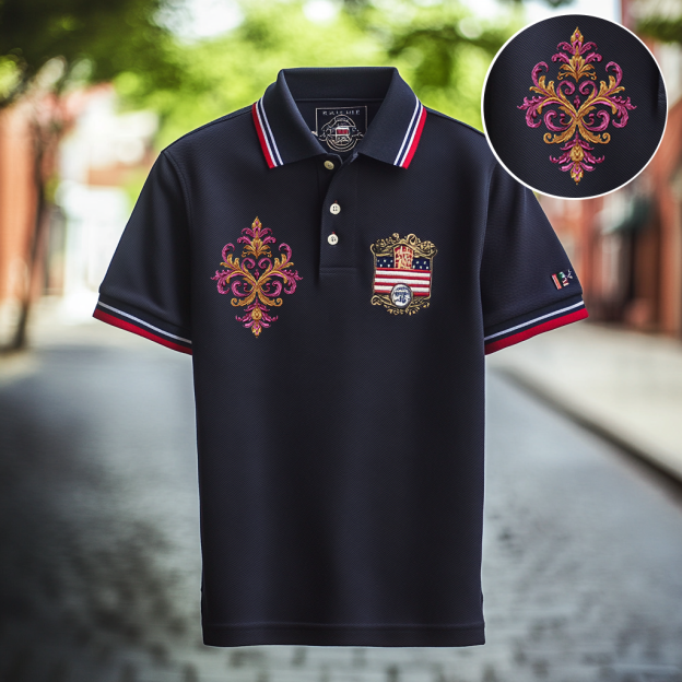 Custom Personalized Luxe Exclusive Design Embroidery & Print Business Casual Vacation Short-Sleeved Polo Shirt