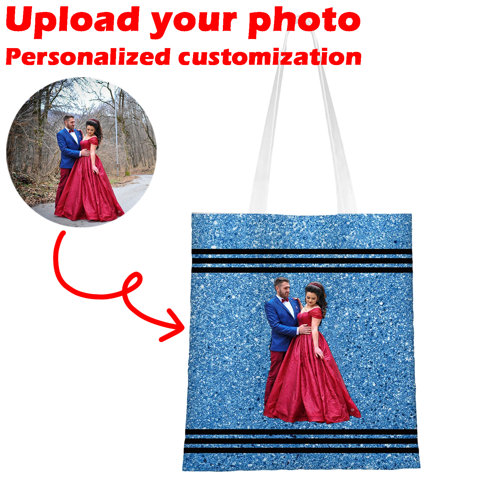 Personalized Faux Glitter Crayon Design Large Canvas Tote Bag Office Commuting Appreciation Gift for Teacher