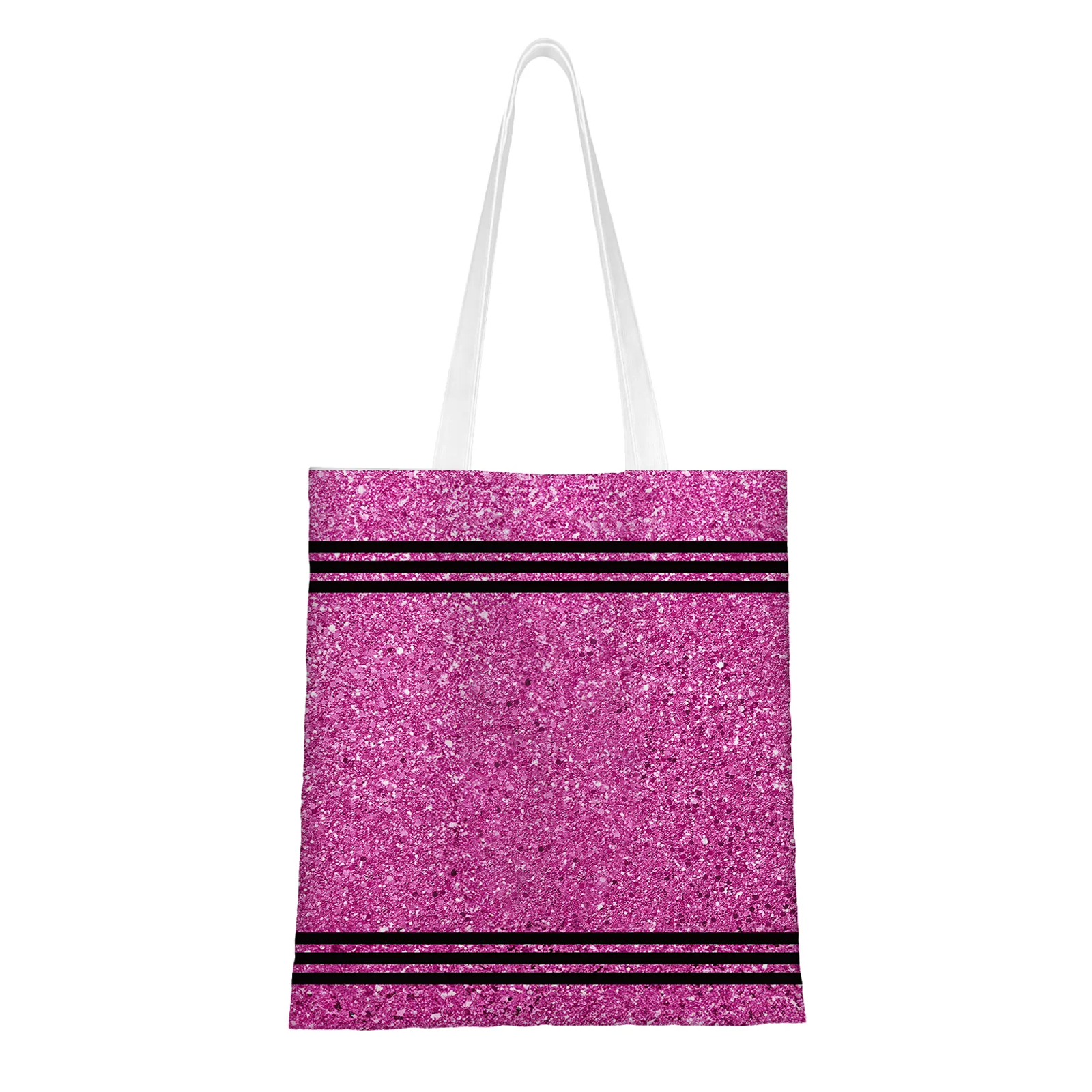 Personalized Faux Glitter Crayon Design Large Canvas Tote Bag Office Commuting Appreciation Gift for Teacher