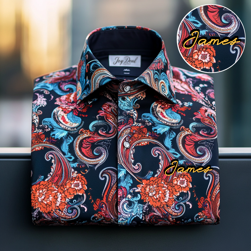 Custom Personalized Luxe Exclusive Design Embroidery & Print Business Casual Vacation Shirt