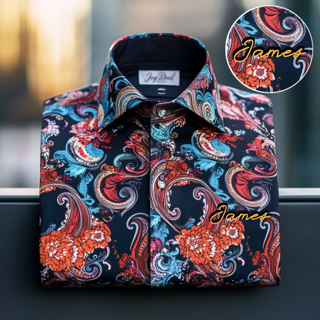 Custom Personalized Luxe Exclusive Design Embroidery & Print Business Casual Vacation Shirt