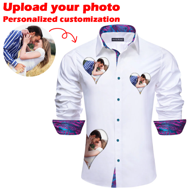 Custom Prints/Embroidery With Your Photos Silk Luxury unique Luxe long Shirt
