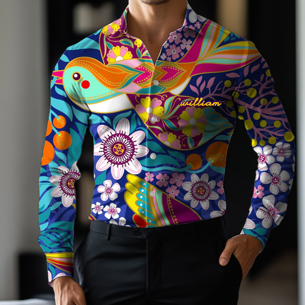 VIP Exclusive Design Embroidery & Print Business Casual Vacation Shirt